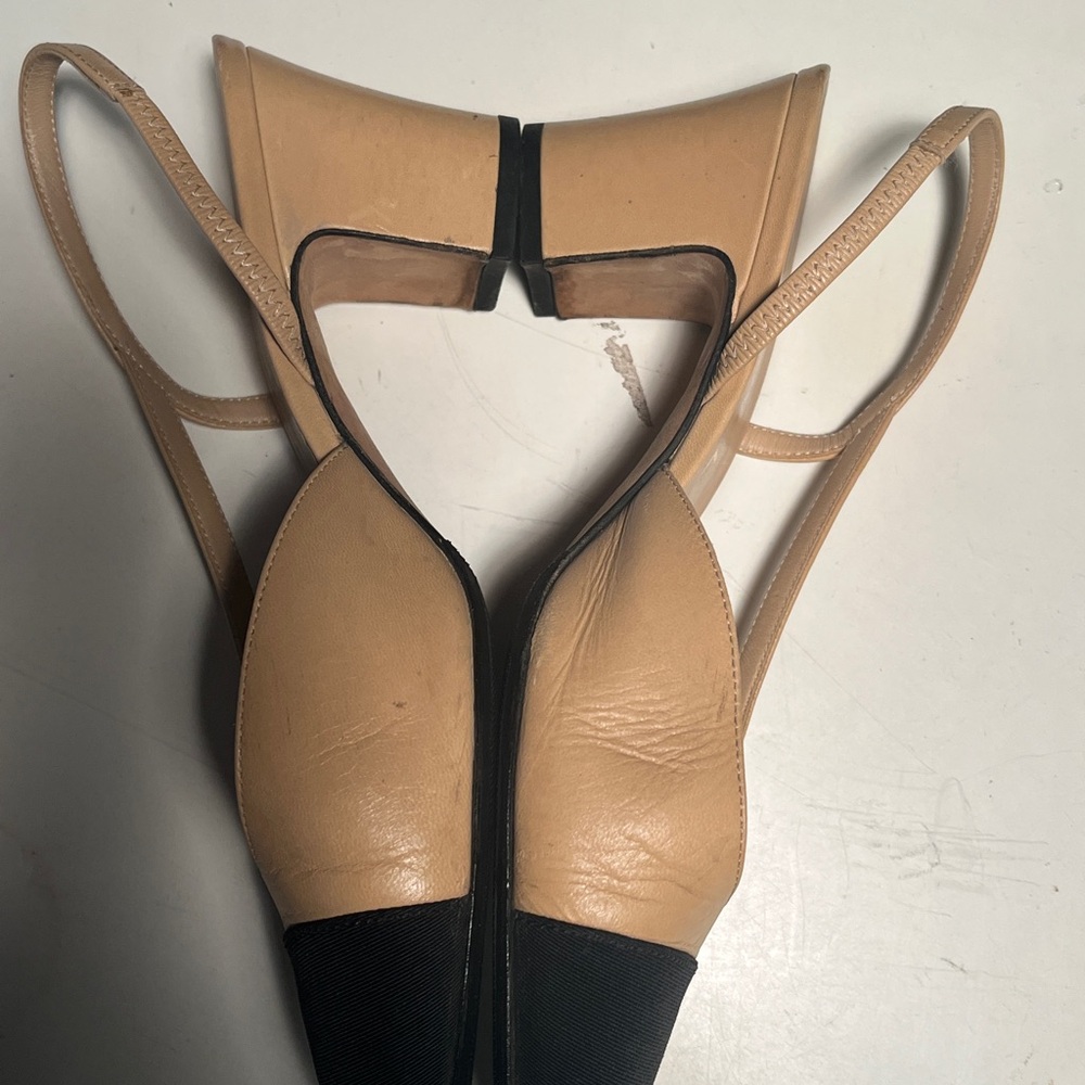 CHANEL Beige and Black Slingback Heels - Picture 4 of 13